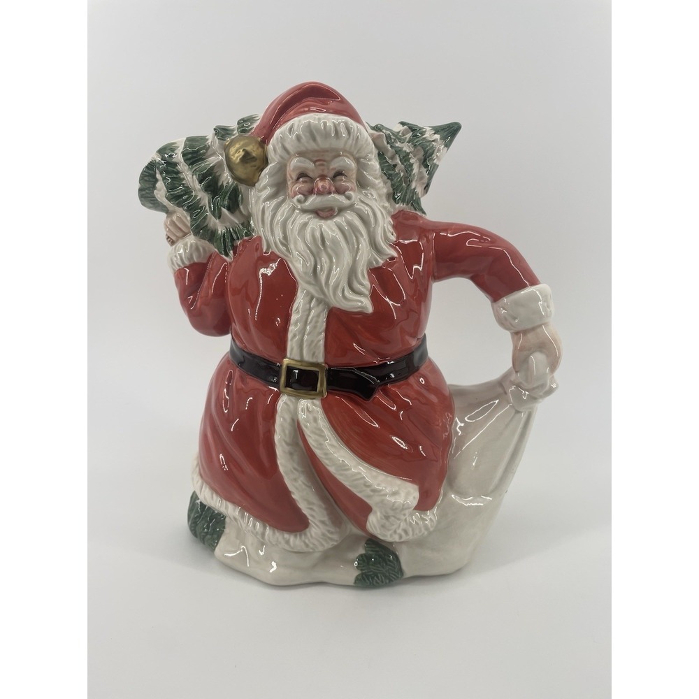 Omnibus Santa Pitcher 2 Qt Red 1989 Timeless Treasures German Ceramic Christmas